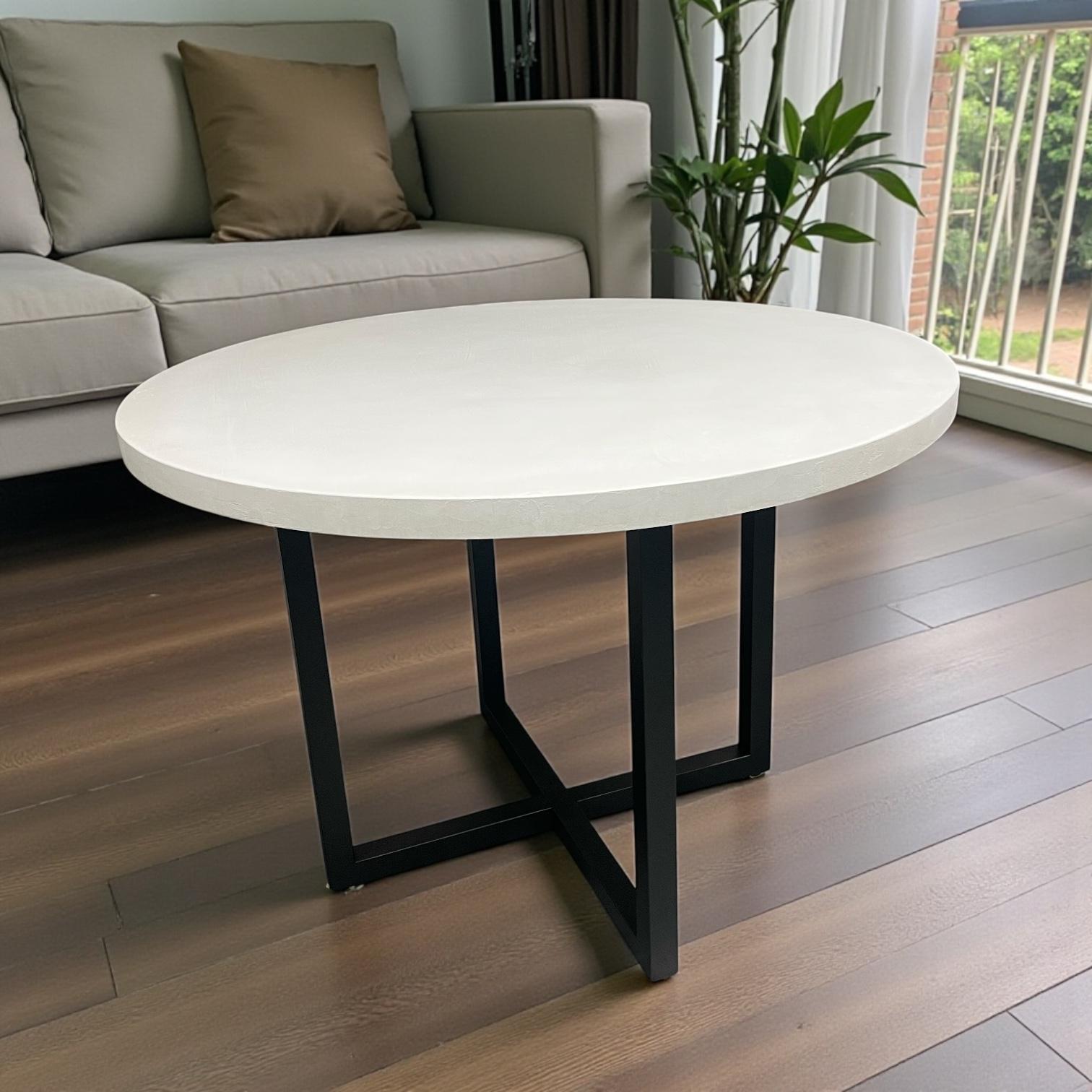 モルタル×アイアン　十字脚テーブル | 2枚目