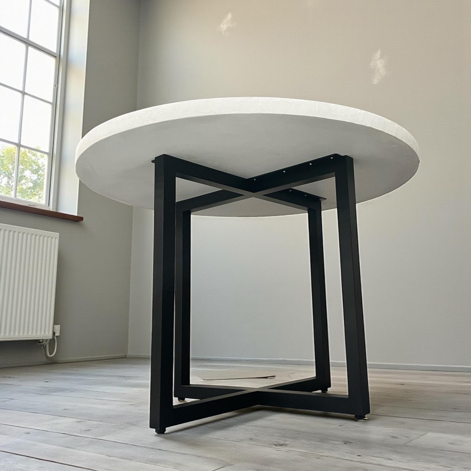 モルタル×アイアン　十字脚テーブル | 3枚目