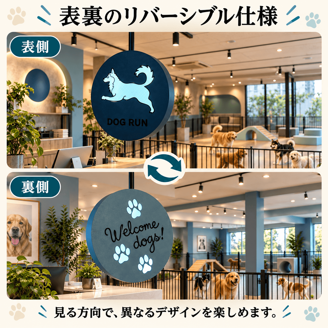 C05 リバーシブル サークル型ライティングレール給電式 LEDサイン|文字・カラーを選べるオリジナル看板 | 3枚目