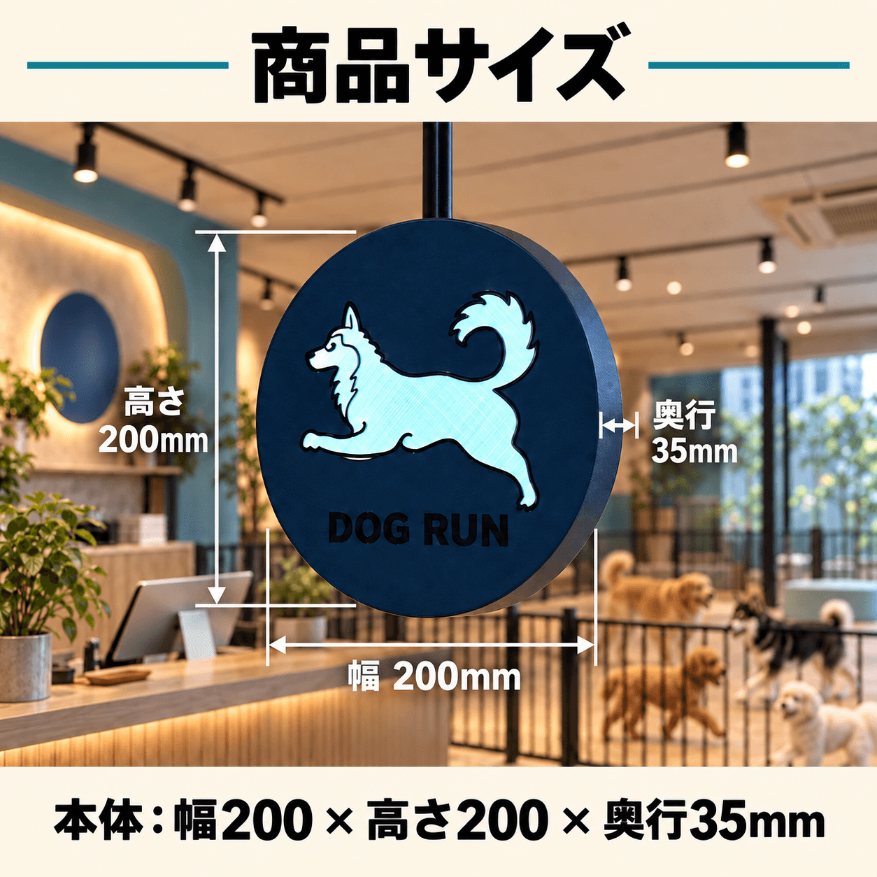C05 リバーシブル サークル型ライティングレール給電式 LEDサイン|文字・カラーを選べるオリジナル看板 | 4枚目